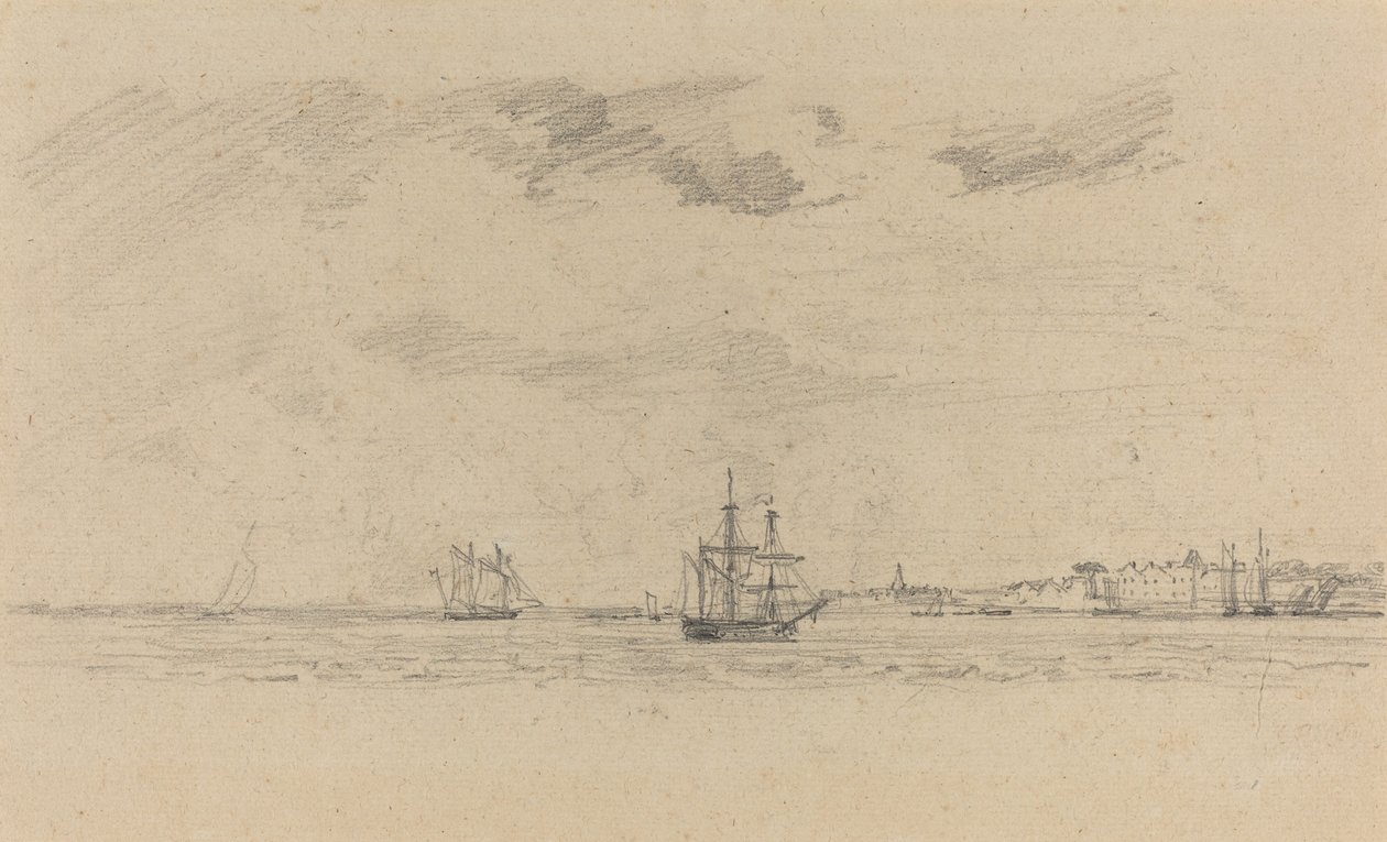 Denizcilik ile Kıyı Peyzajı, c. 1858. by Eugene Louis Boudin