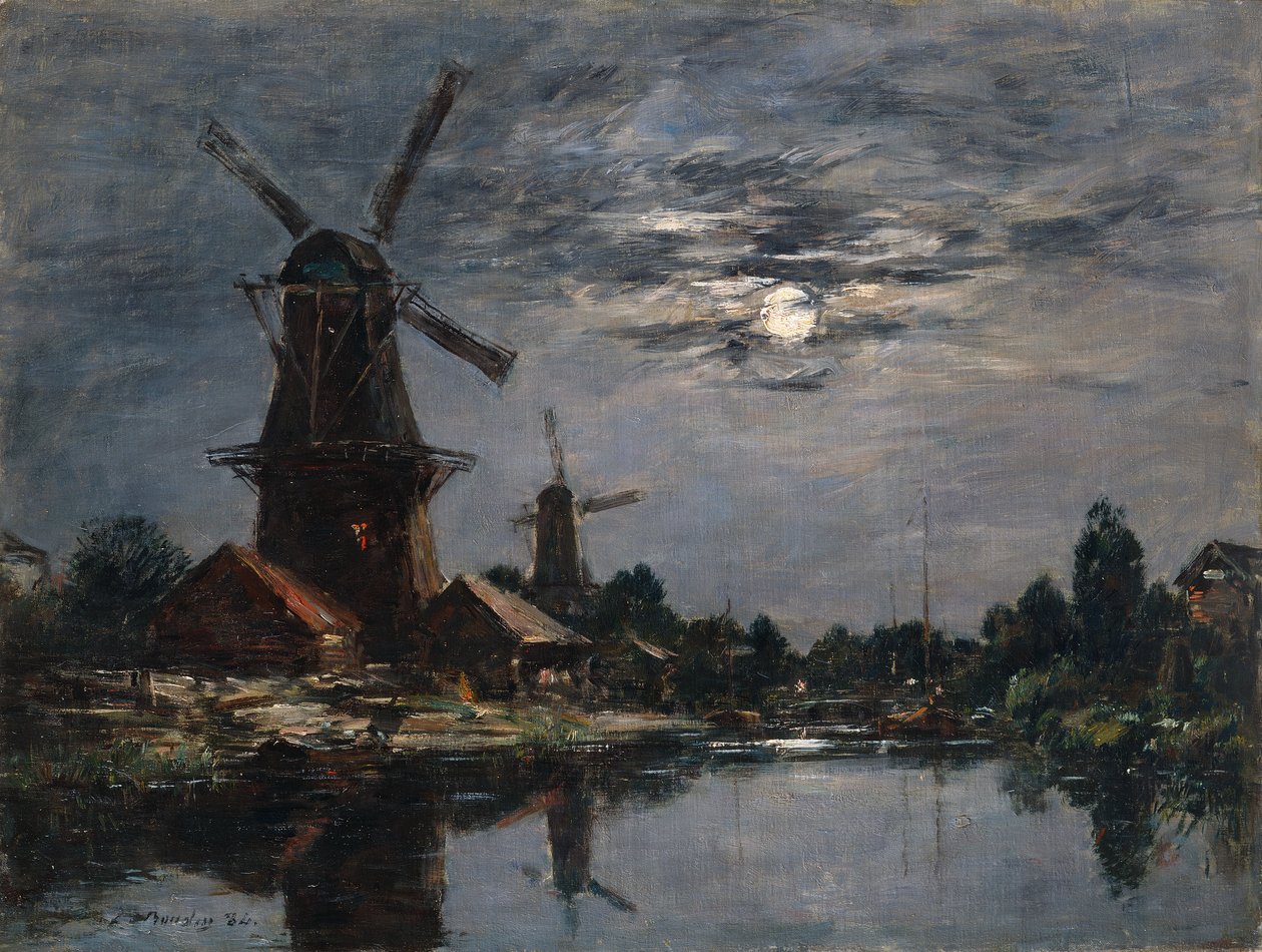 Hollanda Yel Değirmenleri by Eugene Louis Boudin