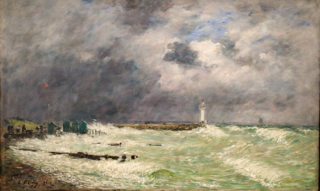 Frascati, Le Havre'da şiddetli rüzgar by Eugene Louis Boudin