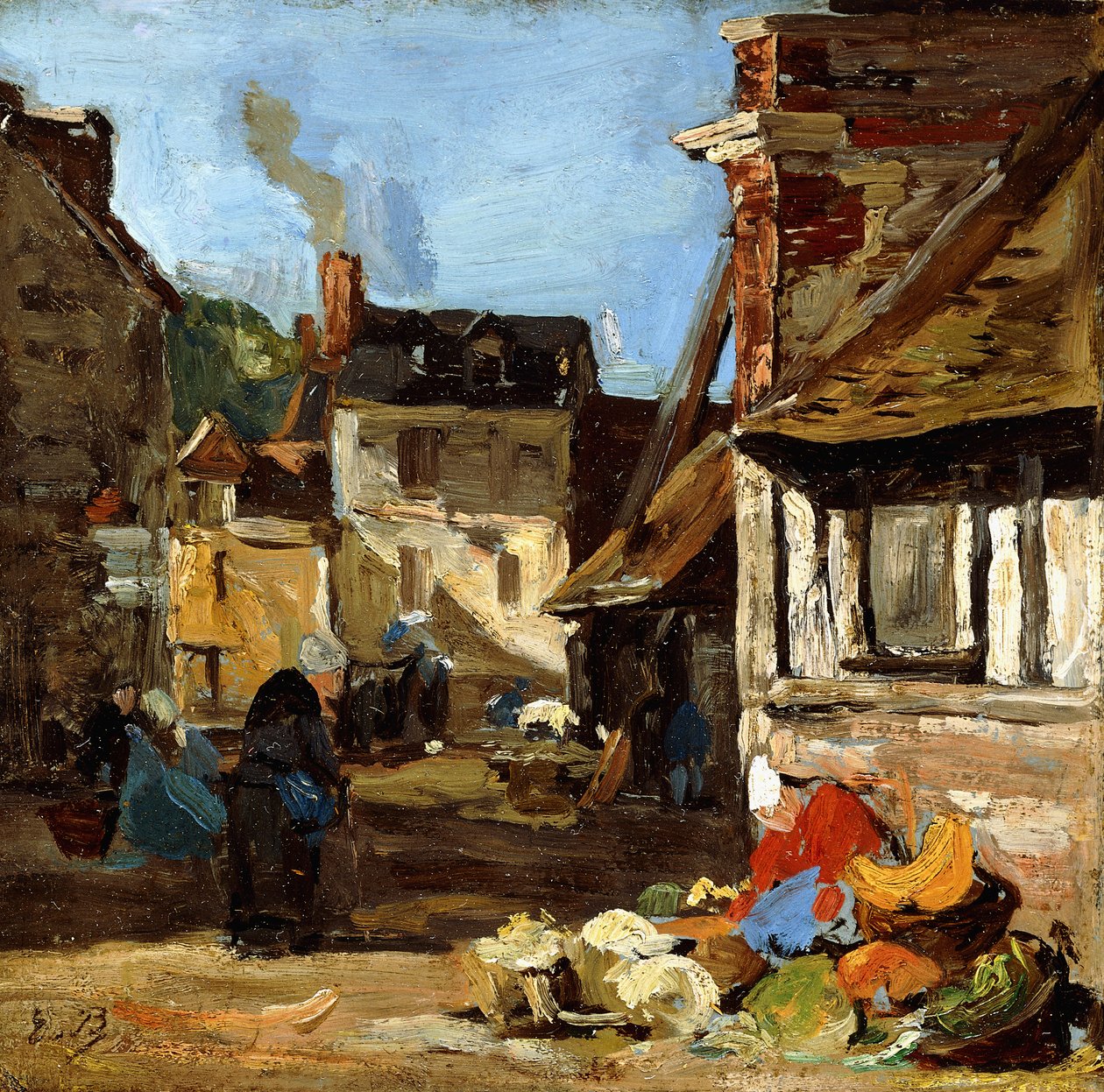 Honfleur, Saint-Catherine pazar yeri, 1867-1870 by Eugene Louis Boudin