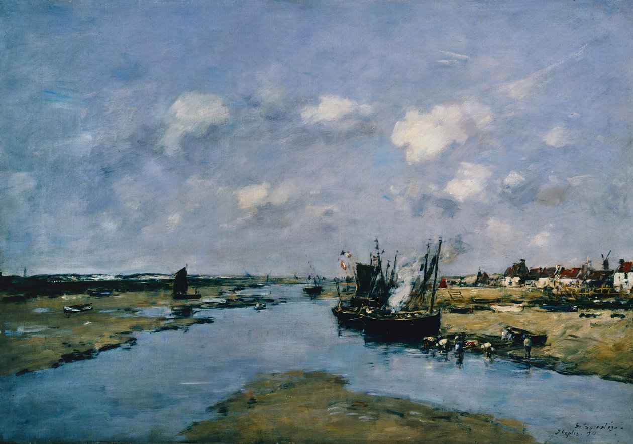 La Canche, Low Tide, Etaples (tuval üzerine yağlı boya) by Eugene Louis Boudin