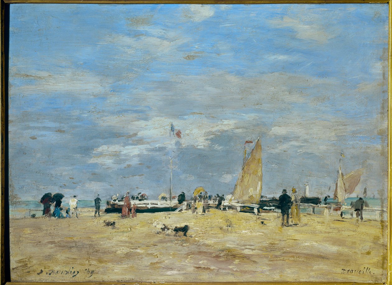 La jetee de Deauville”” - Resim Eugene Louis Boudin (1824-1898) 19eme Yükseklik: 0,235 m - Genişlik: 0,325 m Paris, Orsay Müzesi by Eugene Louis Boudin
