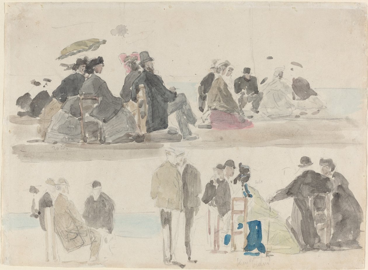 Sahildeki Bayanlar ve Baylar, İki Kayıtta, c. 1865. by Eugene Louis Boudin