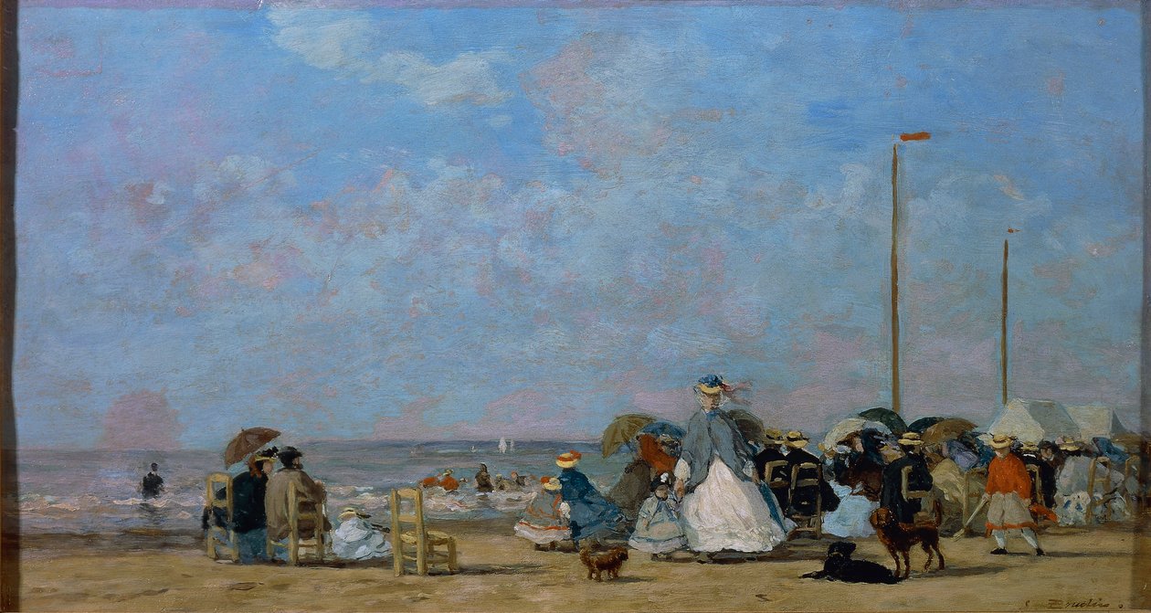 Trouville Sahilinde, Eugene Boudin tarafından, resim by Eugene Louis Boudin