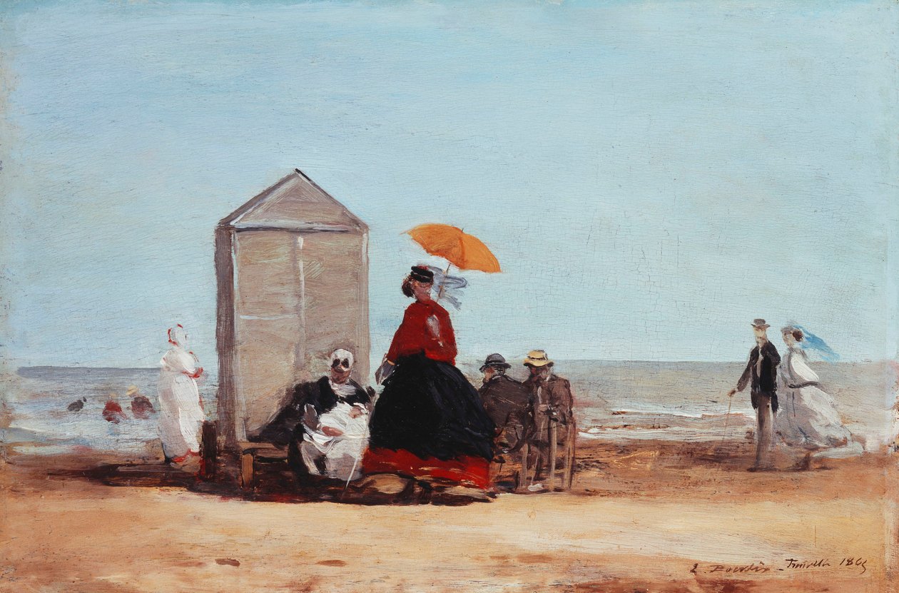 Trouville Sahilinde; Trouville Sahilinde, 1865 by Eugene Louis Boudin
