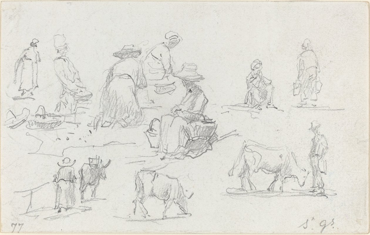 Köylüler ve İnekler [recto], 1877. by Eugene Louis Boudin