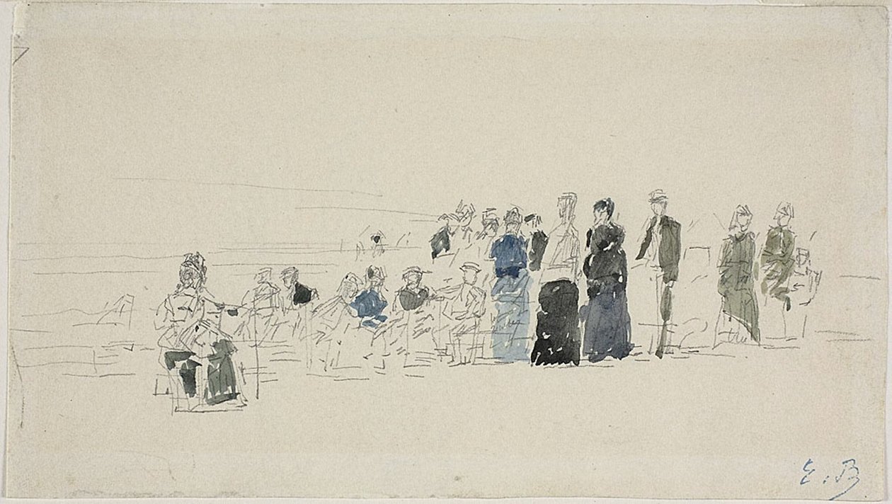 Sahilde Petticoats (rekto); Sahilde Breton Kadınlar (versi) by Eugene Louis Boudin