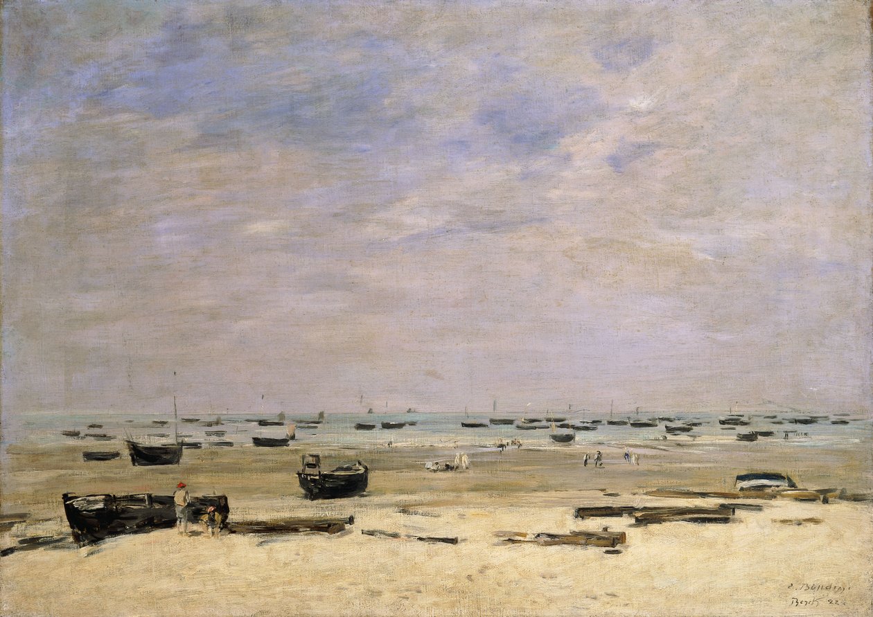 Alçak Gelgitte Nehir Mavnaları; Berck le Rivage ve Maree Basse, 1882 by Eugene Louis Boudin