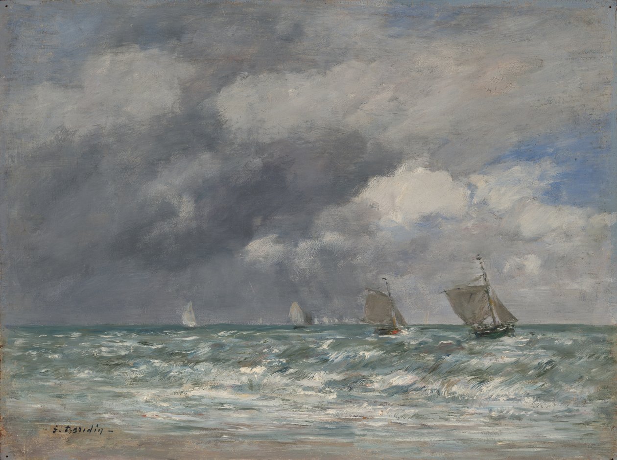 Trouville yakınlarındaki yelkenliler, c.1885-90 by Eugene Louis Boudin