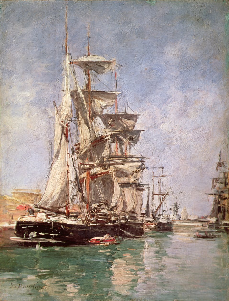 Yelkenli Tekneler (tuval üzerine yağlı boya) by Eugene Louis Boudin