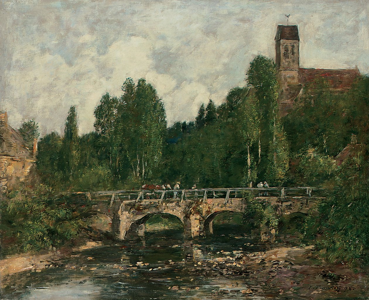 Saint-Cenery, Kilise ve Köprü, 1892 by Eugene Louis Boudin