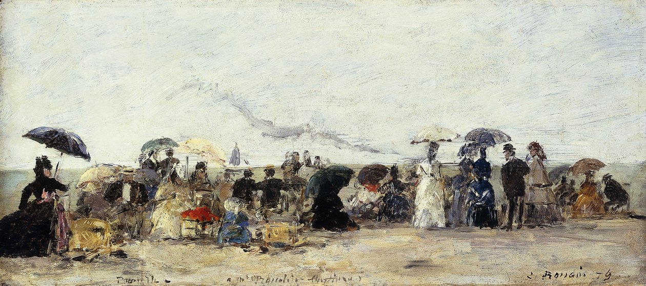 Trouville, Sahil Sahnesi; Trouville Sahil Sahnesi, 1879 by Eugene Louis Boudin