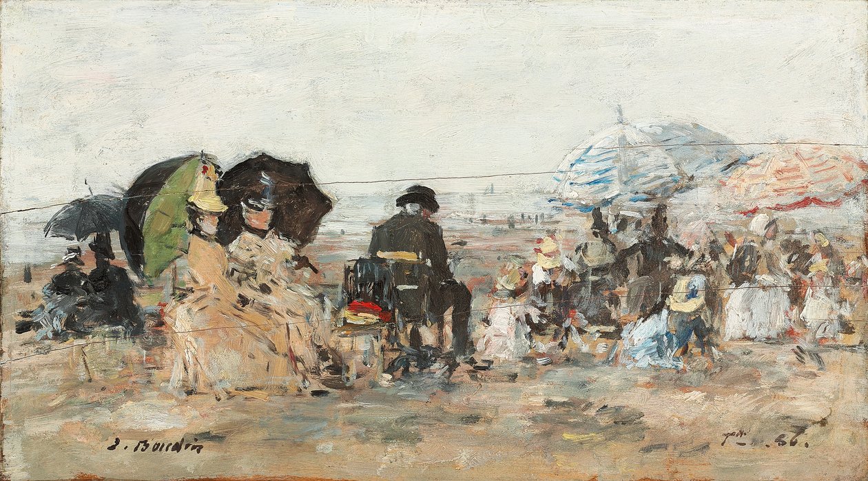 Trouville, sahil sahnesi; Trouville, sahil sahnesi, 1886 by Eugene Louis Boudin