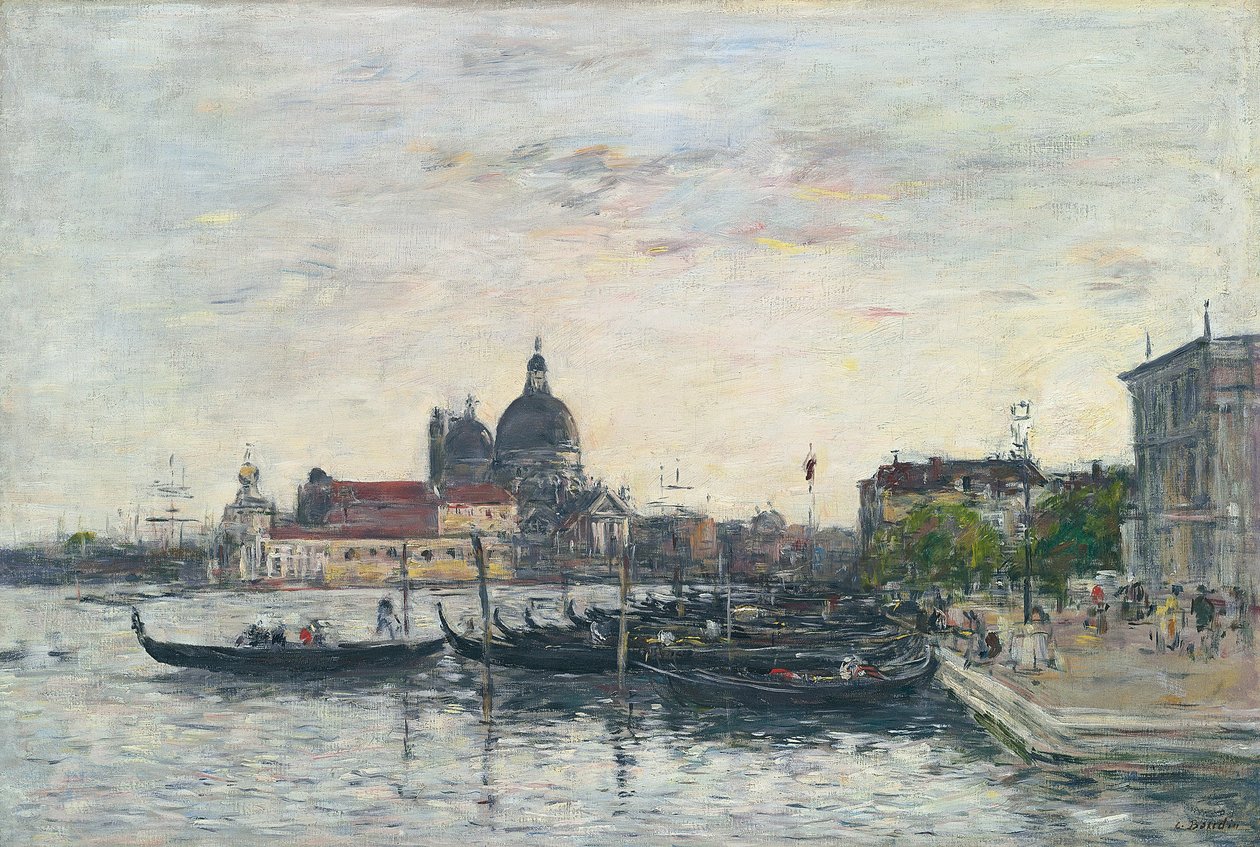 Venedik, Büyük Kanal Girişindeki Köstebek ve Selam, Akşam, 1895 by Eugene Louis Boudin