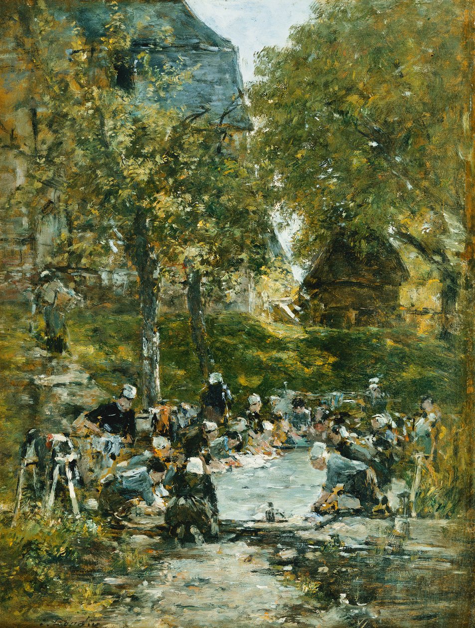 Nehir Kıyısında Yıkayıcılar; Nehir kenarındaki yıkayıcılar, c.1877-1881 by Eugene Louis Boudin