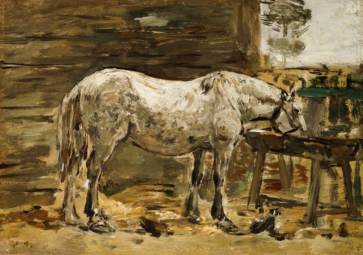 Beyaz At, İçme Ocağında, 1885-90 dolayları by Eugene Louis Boudin