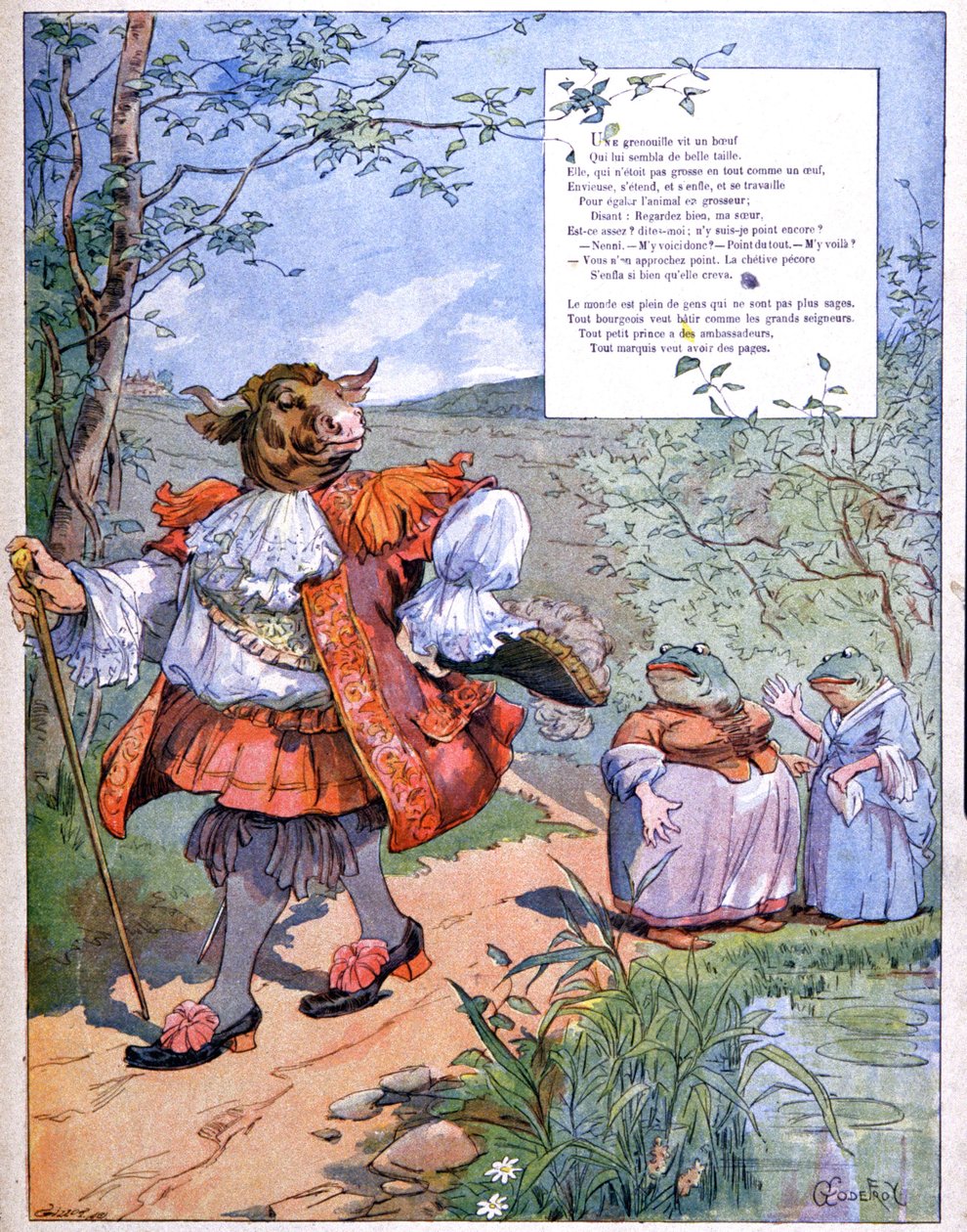 Öküz Kadar Büyük Olmak İsteyen Kurbağa , c. 1900 (gravür) by Eugene Louis Gillot