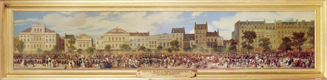 Ulusal Muhafızların gözden geçirilmesi, Fieschi saldırısı, 28 Temmuz 1835 by Eugene Louis Lami