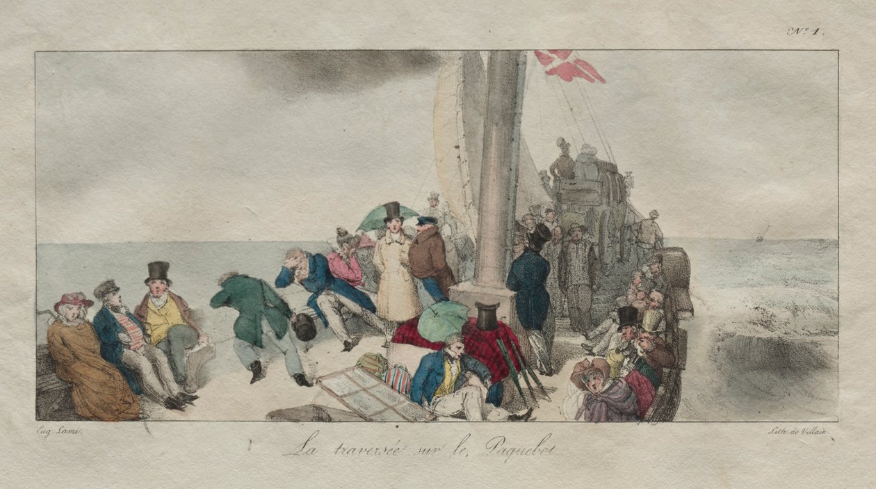 Londra Hatıra Eşyası: Paket Teknede Geçiş, 1826. by Eugene Louis Lami
