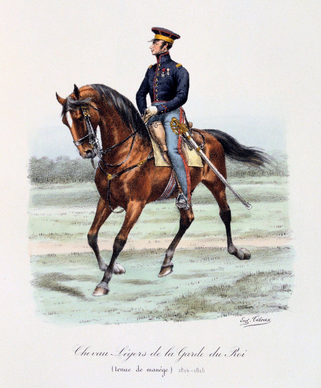 Kral Muhafızlarının Hafif Atları, Cephanelik Üniforması, 1814-15 by Eugene Titeux