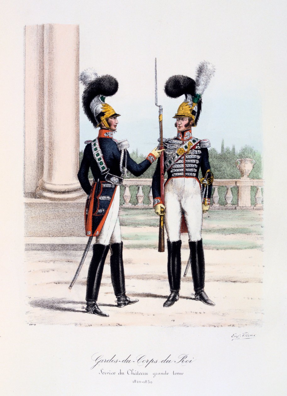 Gardes-du-Corps de Roi, Service de Chateau, tam elbise, 1820-30 by Eugene Titeux