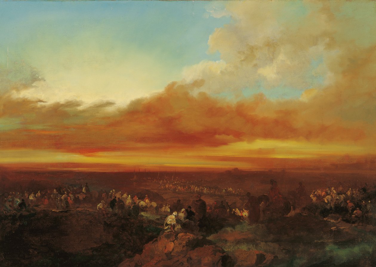 Arap Kervanları Sahile Geliyor. by Eugenio Lucas Velázquez