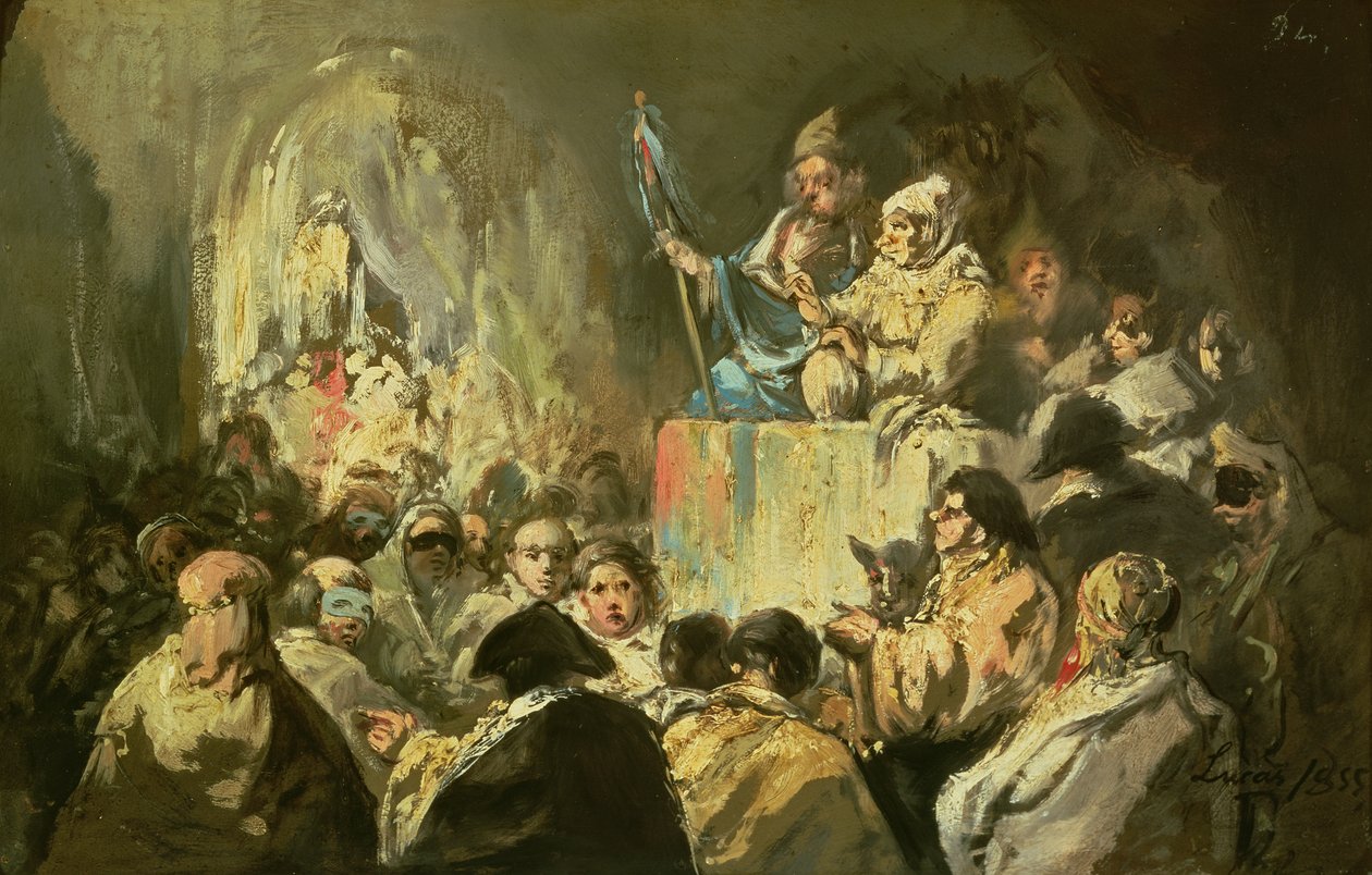 Maskeli Bir Kalabalığa Hitap Etmek by Eugenio Lucas y Padilla