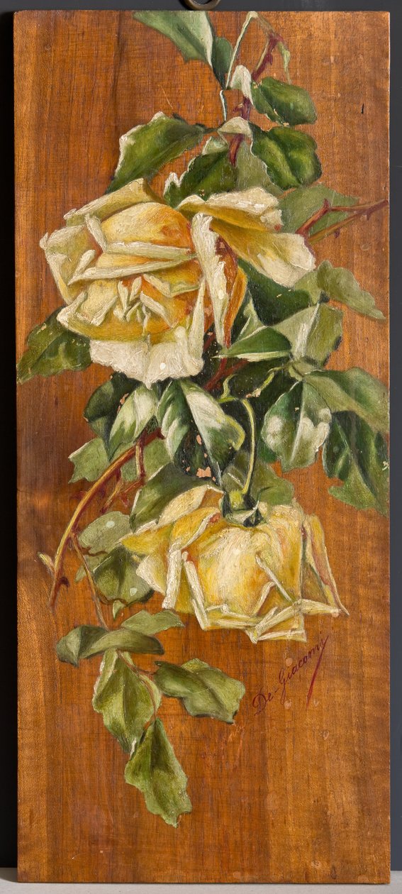 Sarı Güller (ahşap üzerine yağlı boya) by Eugenio De Giacomi