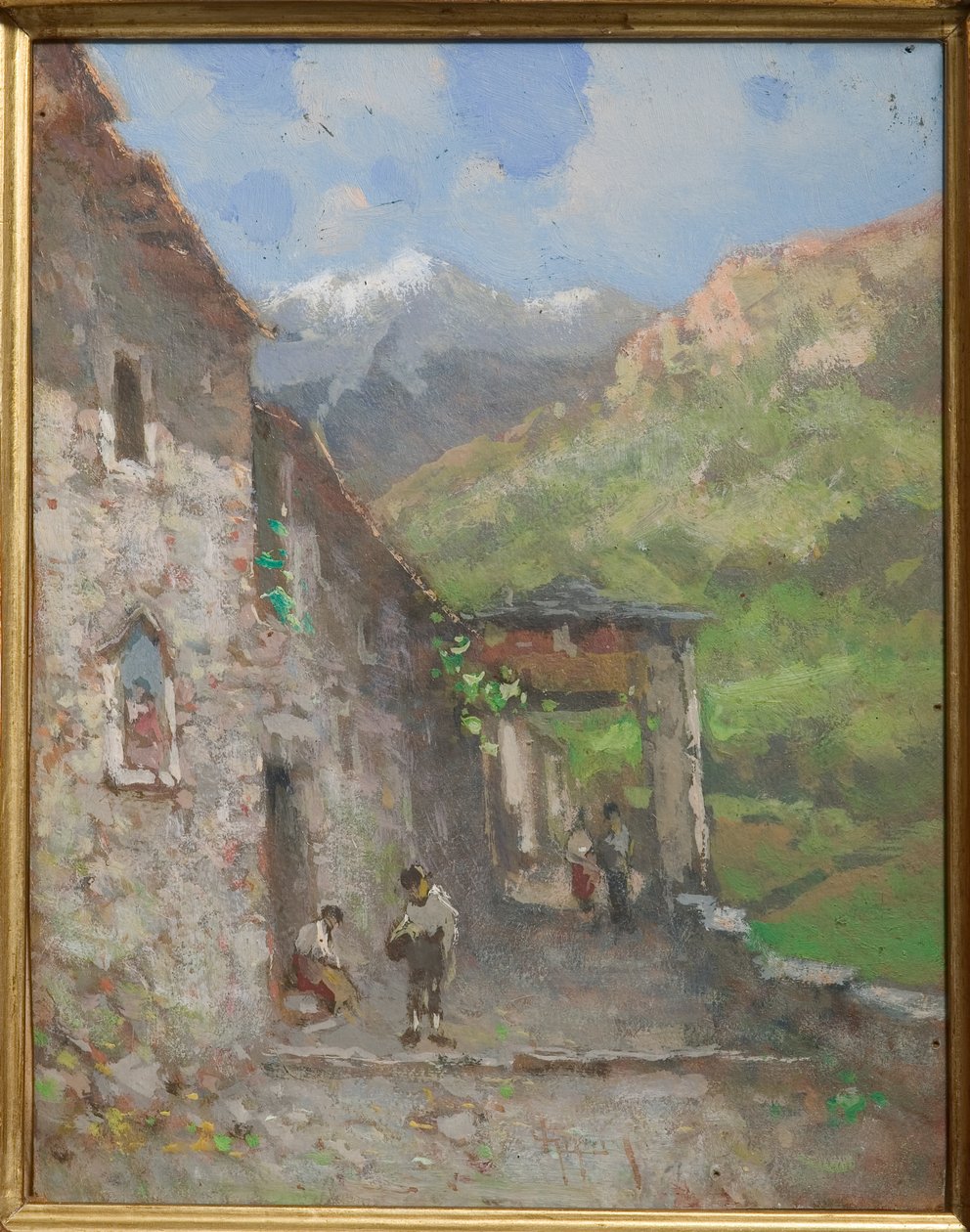 Alp Köyü (karton üzerine yağ ve tempera) by Eugenio Gignous