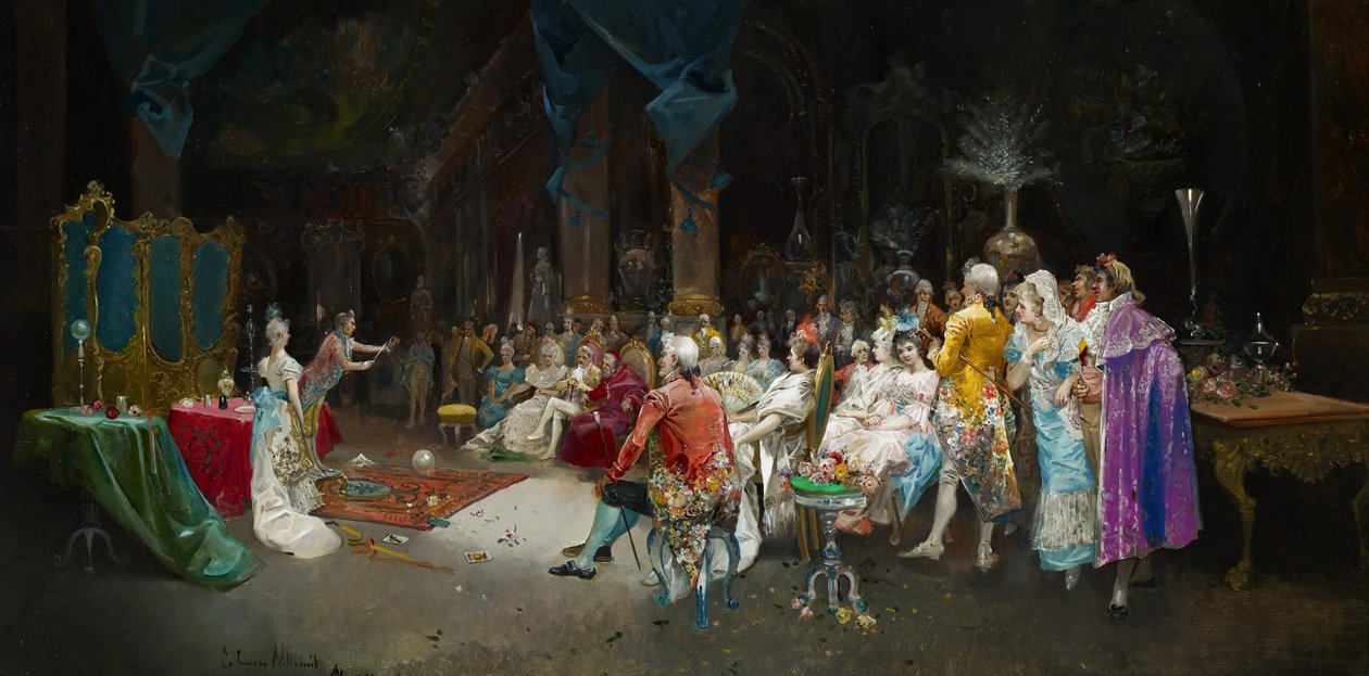 Saraydaki Sihirbaz - Lucas Villaamil, Eugenio (1858-1919) - 1894 - Tuval üzerine yağlı boya - 55x110 - Museo Carmen Thyssen, Malaga by Eugenio Lucas Villaamil
