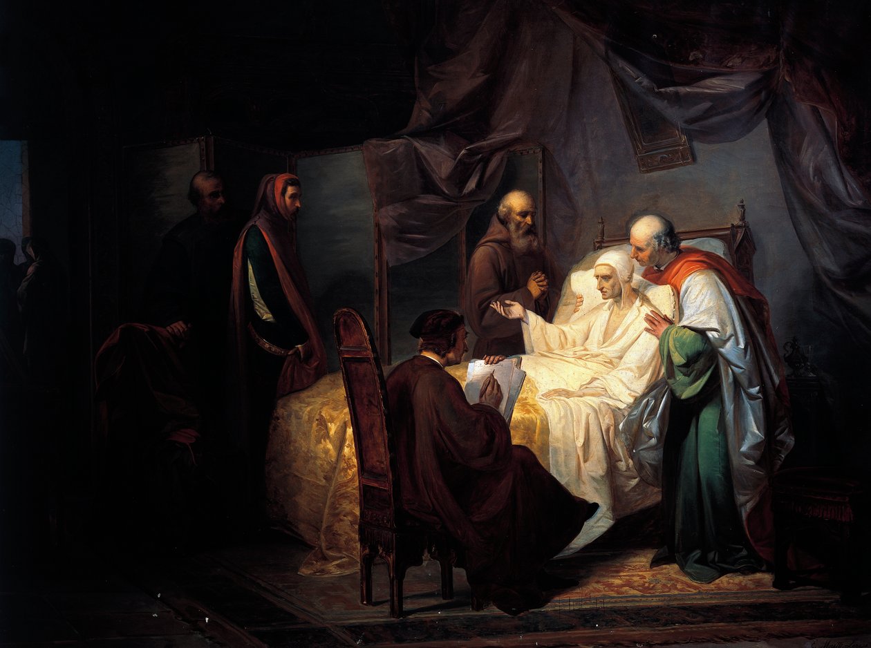 Dante Alighieri (1265-1321) ölüm döşeğinde by Eugenio Moretti Larese