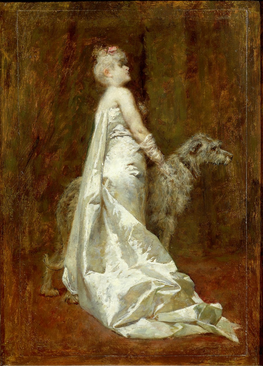 Beyaz Elbise ve Köpek, Eugenio Scomparini by Eugenio Scomparini