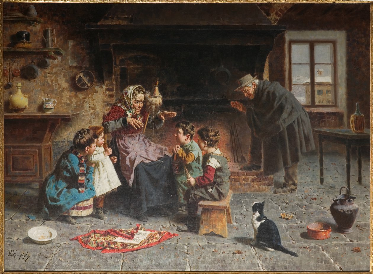 Büyükannede (tuval üzerine yağlı boya) by Eugenio Zampighi