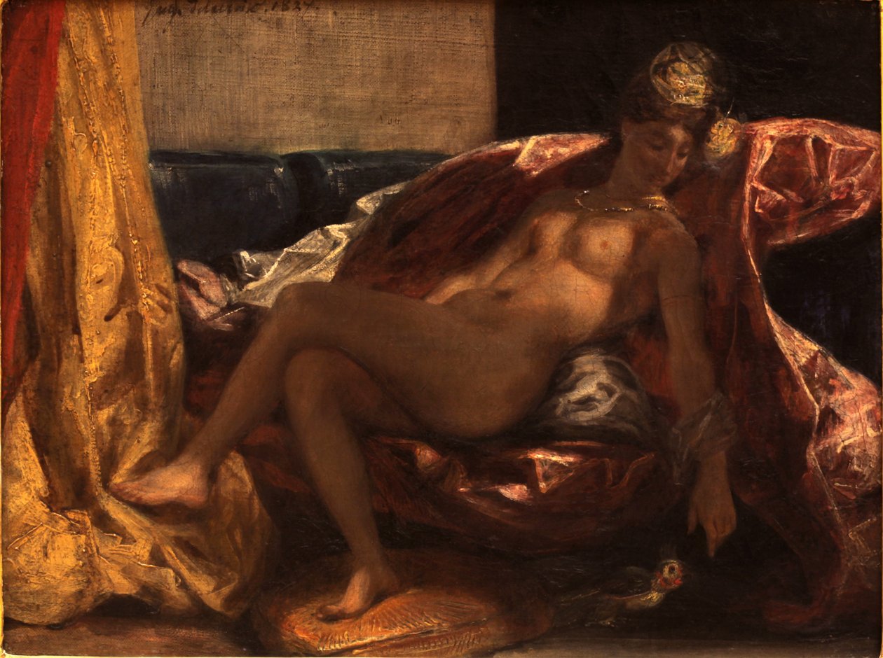 Papağan olan kadın by Ferdinand Victor Eugene Delacroix