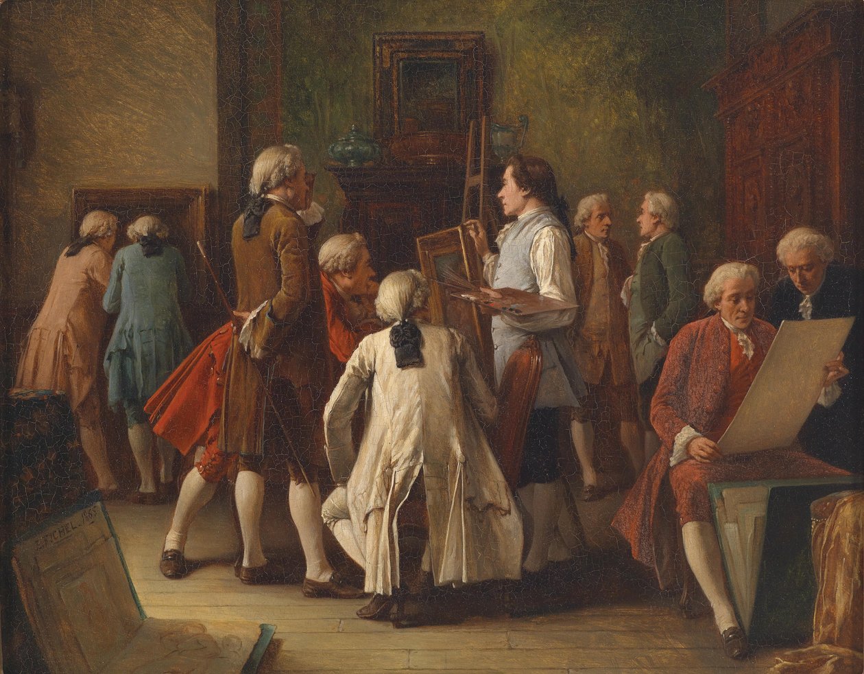 Die Kunstliebhaber im Atelier des Malers by Benjamin Eugene Fichel