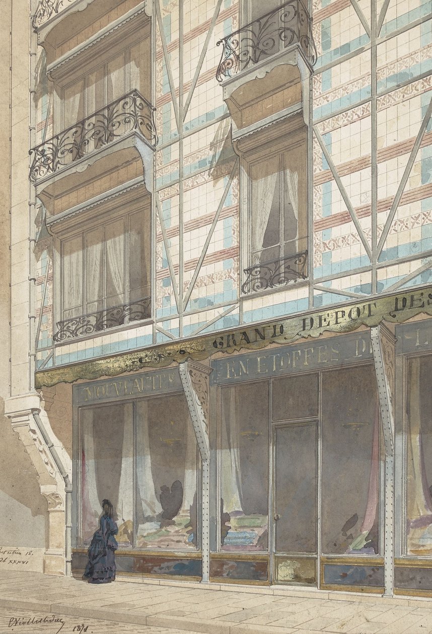 Sırlı toprak kaplamalı demir çerçeveli ev by Eugène Viollet le Duc