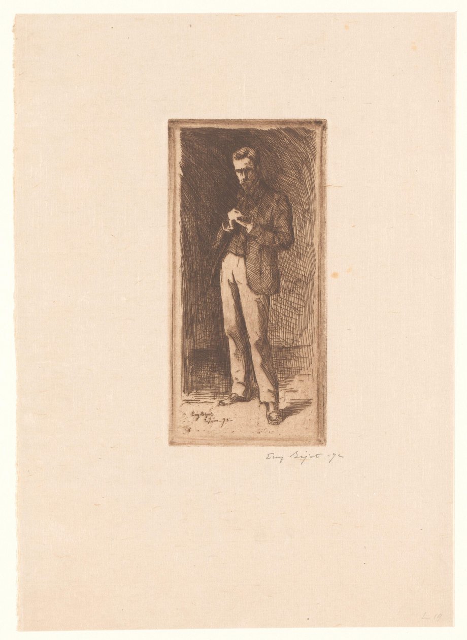 kendi portre by Eugène Bejot (signed by artist)