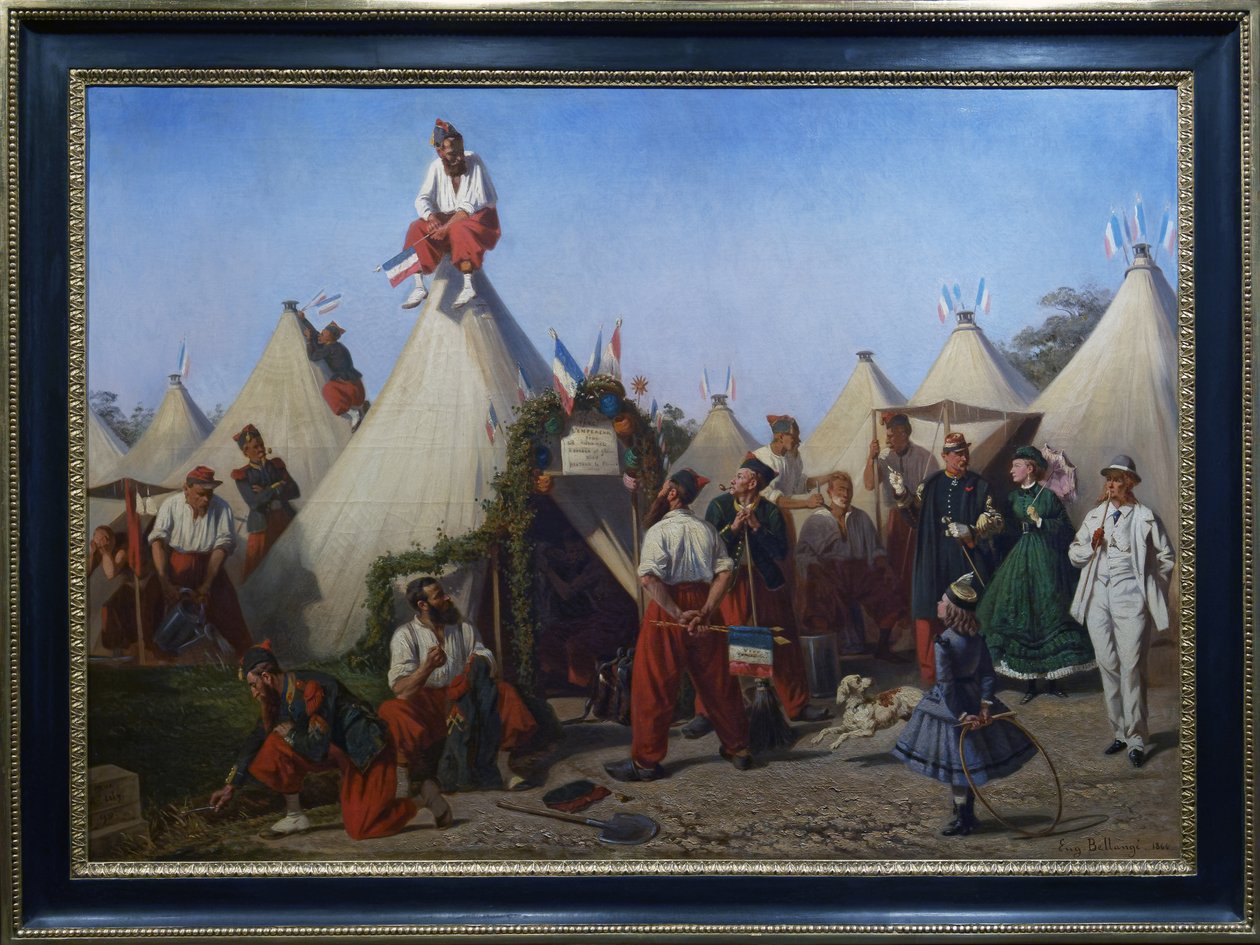 Piyade istihkamcılar, imparatorun şölenine kendi karargahlarını hazırlıyorlar. by Eugène Bellange