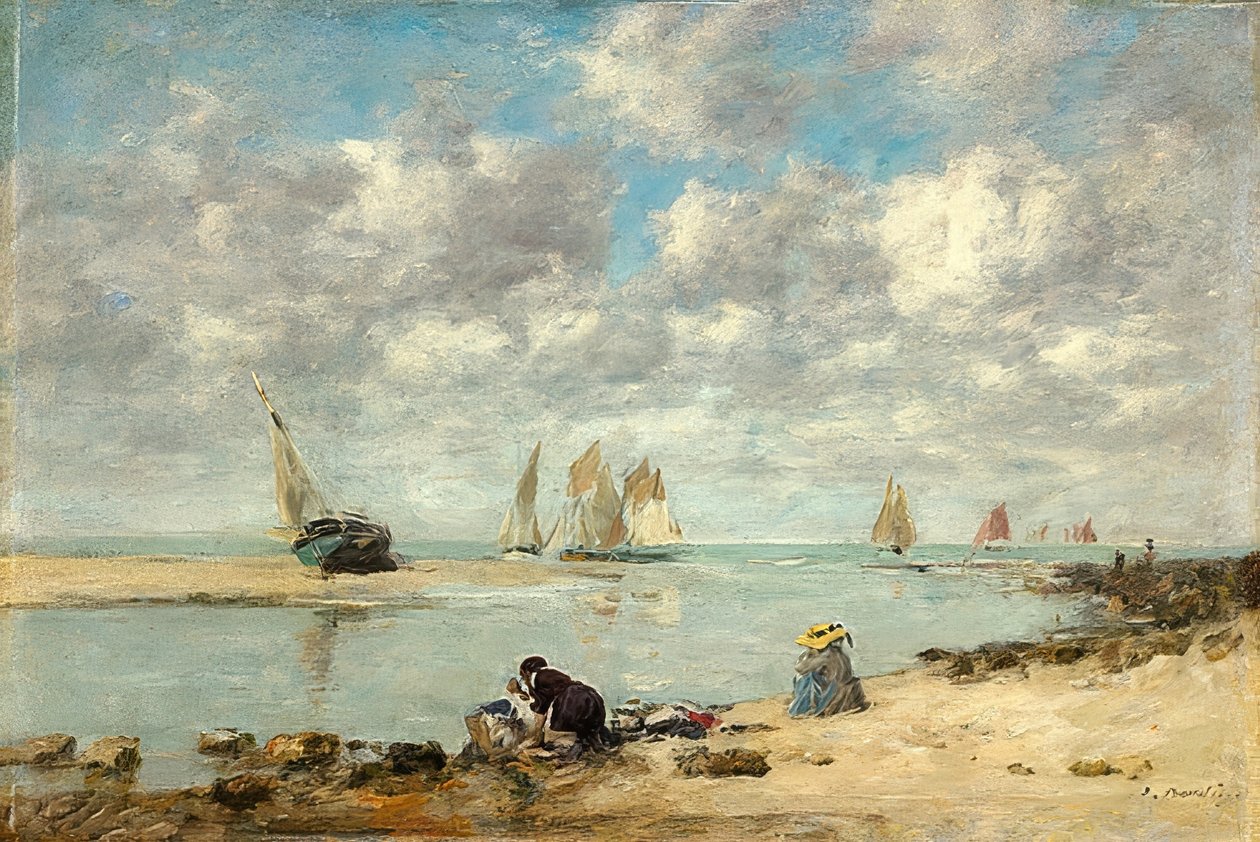 Trouville yakınlarındaki çamaşırcı kadın. 1872/1876 by Eugene Louis Boudin