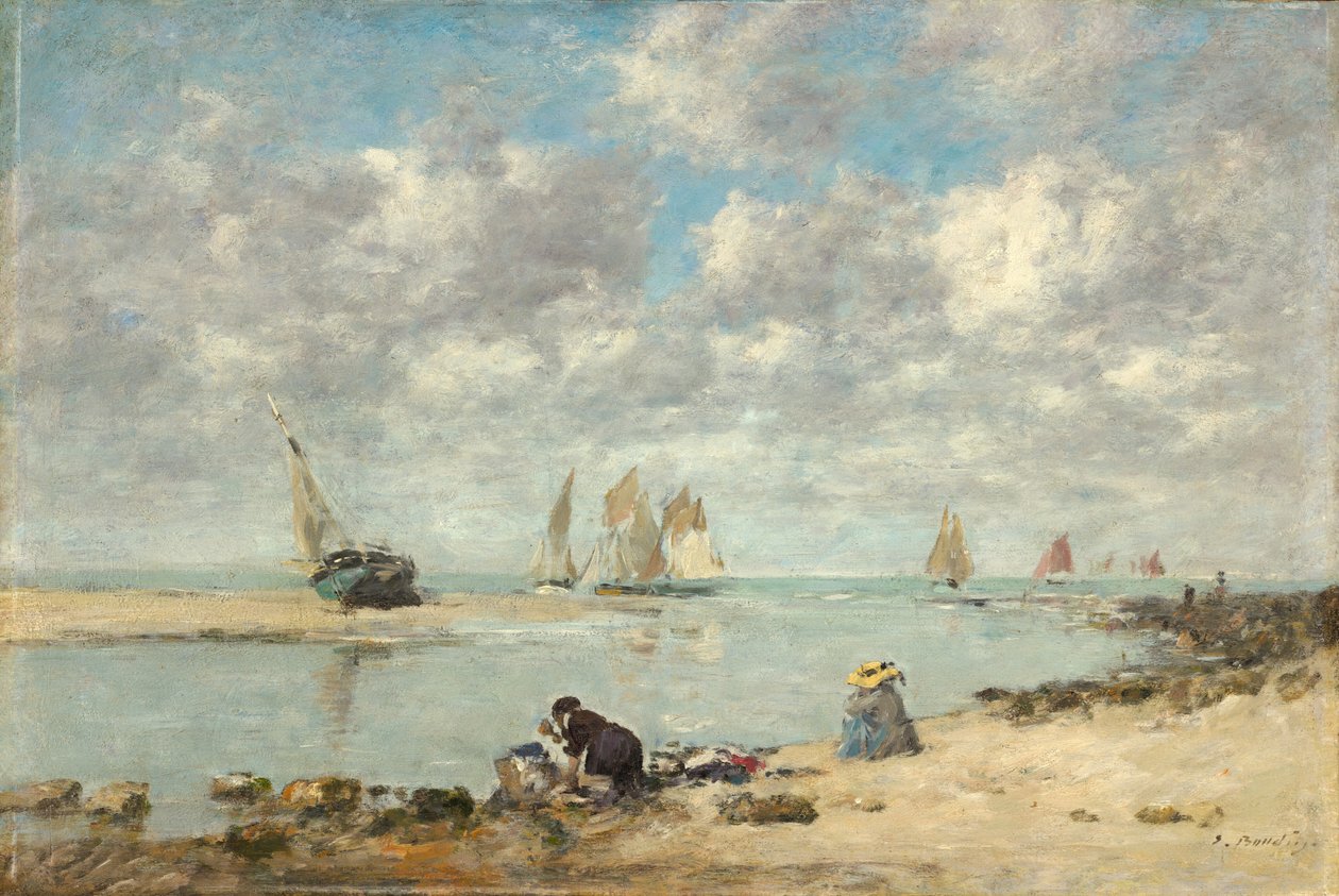 Trouville yakınlarındaki çamaşırcı kadın by Eugène Boudin