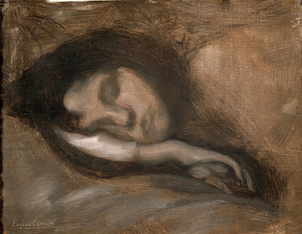 Uyuyan Bir Kadının Başı, 19. veya 20. yüzyılın başlarında by Eugène Carrière