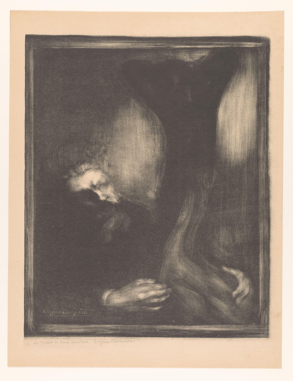 Bir heykel ile Rodin portresi Rodin heykeltıraş by Eugène Carrière