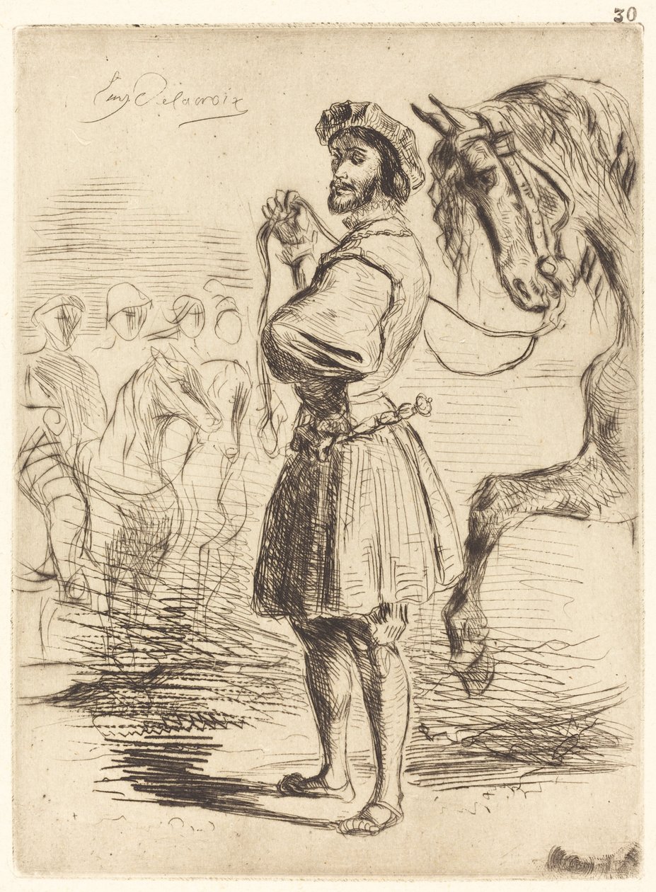 Francis I Döneminden Bir Lord by Eugène Delacroix