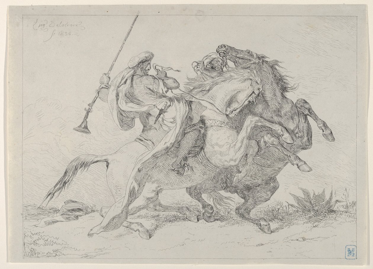 Mağribi Atlılarının Çarpışması, 1834., 1834. by Eugène Delacroix