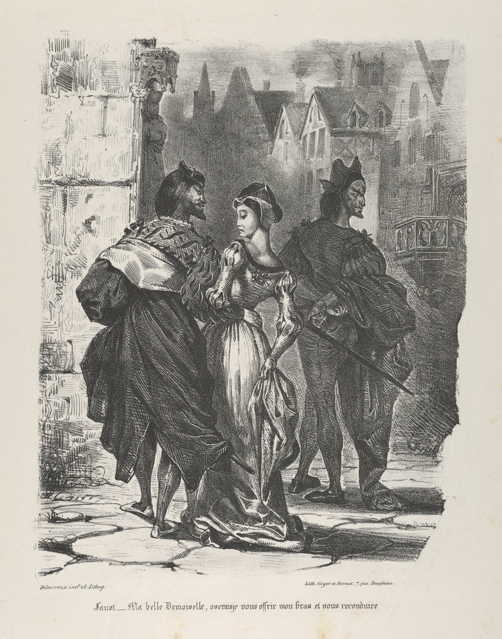 Faust Marguerite Baştan Çıkarmaya Çalışıyor Goethe, Faust, 1825-27., 1825-27. by Eugène Delacroix