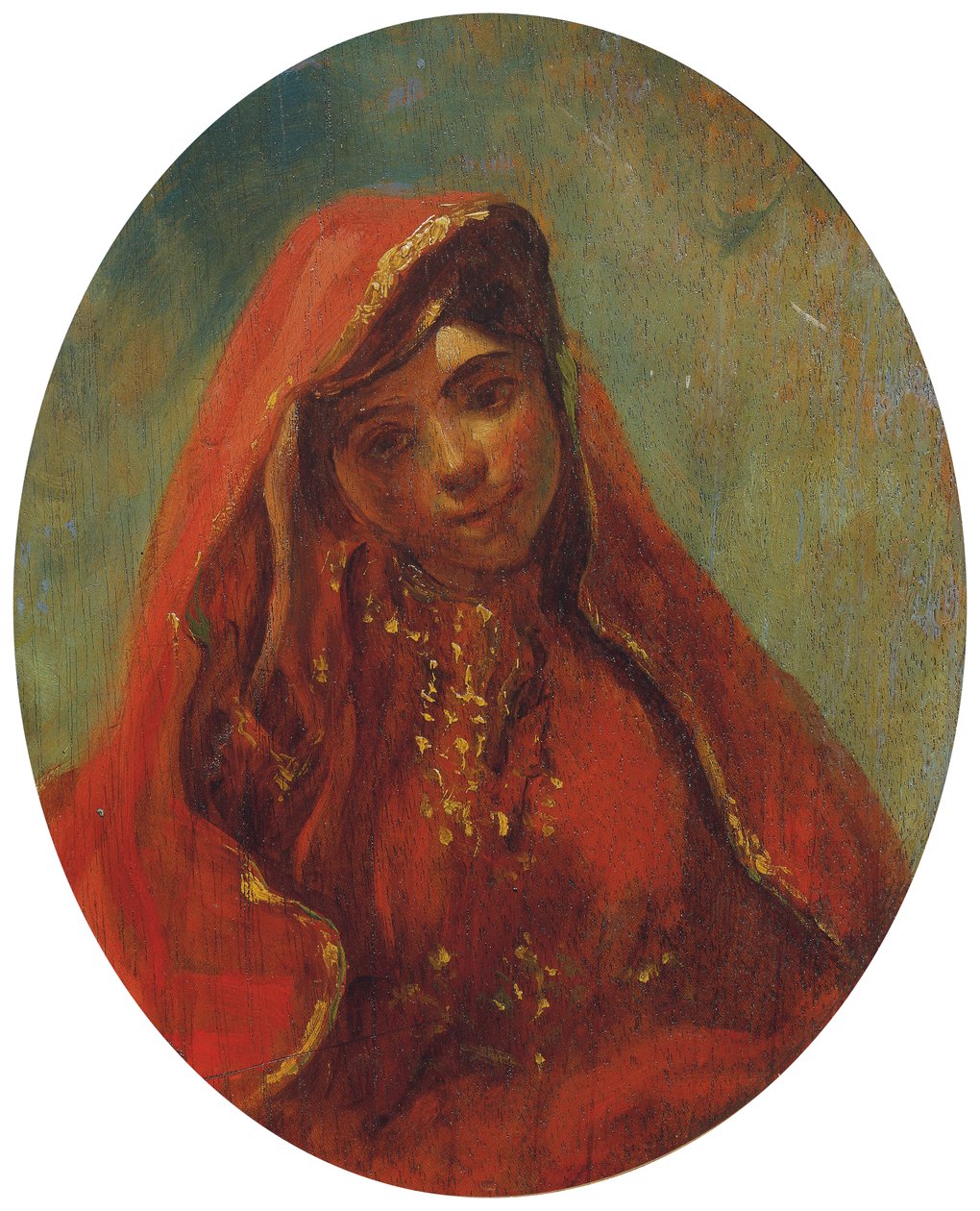 Faslı bir kadının yarım figürü by Eugène Delacroix
