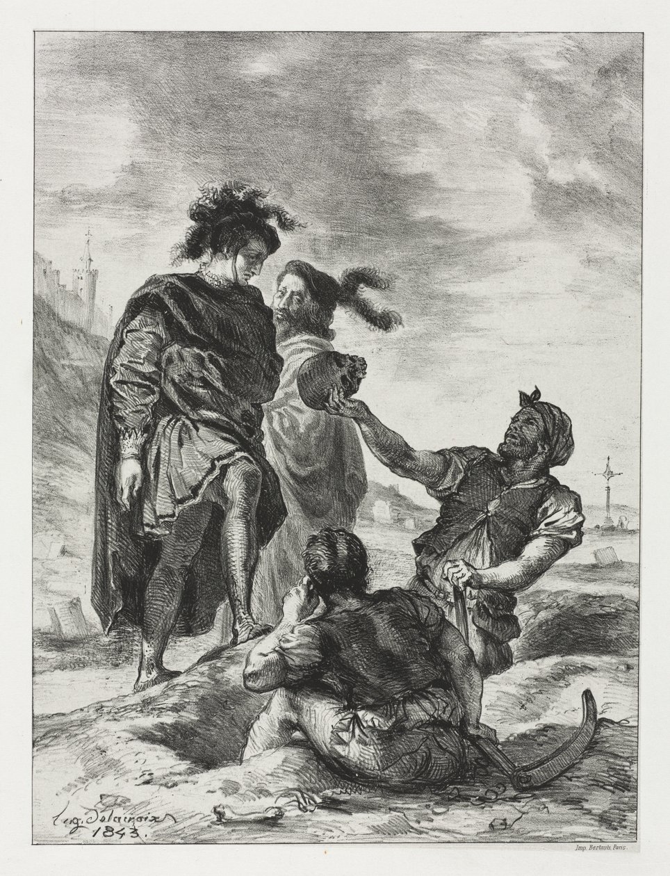 Hamlet: Mezar Kazıcıları ile Hamlet ve Horatio by Eugène Delacroix