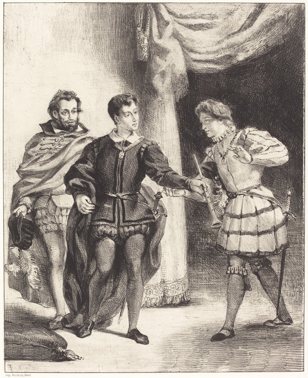 Hamlet ve Guildenstern (III. Perde, II. Sahne) by Eugène Delacroix