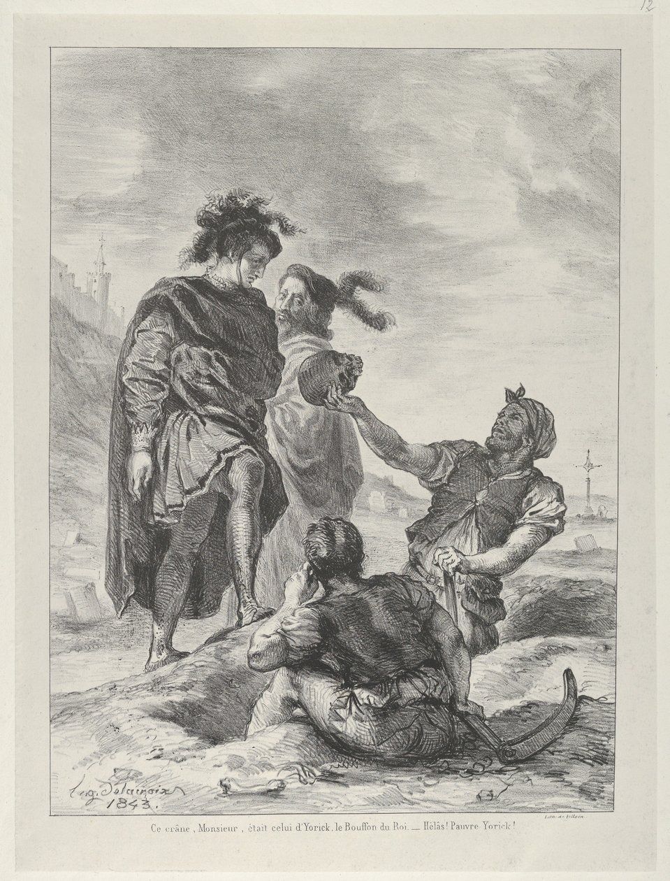 Hamlet ve Horatio, Mezarcılardan Önce, 1843., 1843. by Eugène Delacroix