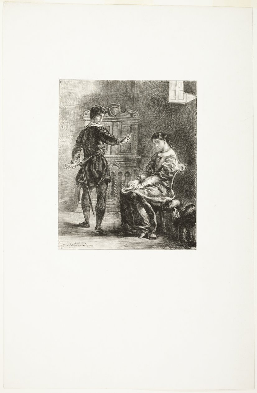 Hamlet ve Ophelia by Eugène Delacroix